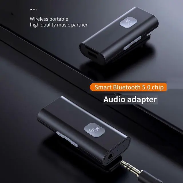 Alt view image 3 of 6 - Vehicle Bluetooth-compatible Receiver 5.0 Wireless Audio Receptor Portable Adapter 3.5mm AUX Jack for Speaker Headphone with Mic