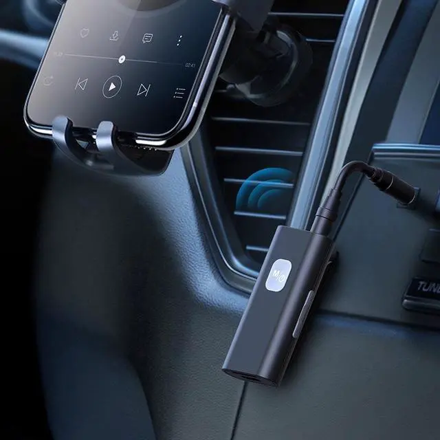 Alt view image 2 of 6 - Vehicle Bluetooth-compatible Receiver 5.0 Wireless Audio Receptor Portable Adapter 3.5mm AUX Jack for Speaker Headphone with Mic