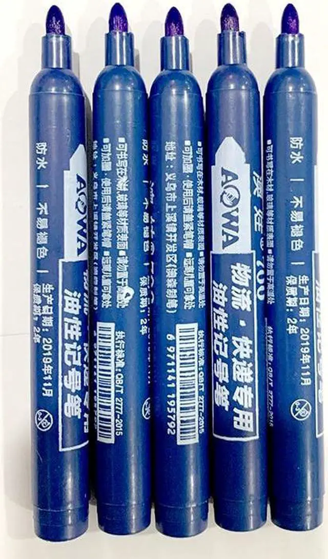 Alt view image 3 of 6 - 5/10 pcs Permanent Paint Marker Pen Oily Waterproof Black Pen for Tyre Markers Quick Drying Signature Pen Stationery Supplies(blue-10pcs)