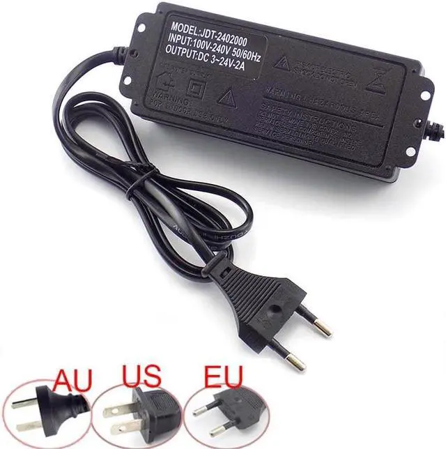 Alt view image 3 of 6 - Adjustable Power Adapter AC to DC 3V-24V 2A 2000ma with Display Screen Voltage Regulated DC 8 Plug Connect Universal Adapter Plug type: us