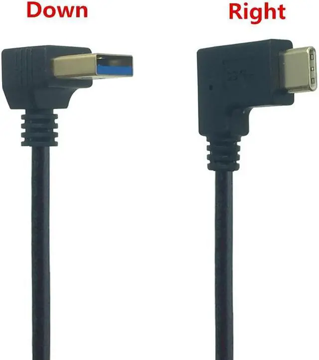 Alt view image 4 of 6 - USB 3.0 Type A To USB3.1 Type C Left/Right Angle 90 Degree Male To Male Adapter Cable Extension Cord For Smartphone Tablet PC 1m(DO-RI)
