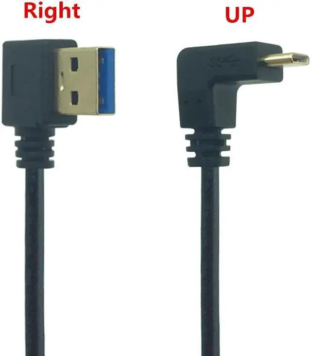 Alt view image 5 of 6 - USB 3.0 Type A To USB3.1 Type C Left/Right Angle 90 Degree Male To Male Adapter Cable Extension Cord For Smartphone Tablet PC 1m(DO-RI)