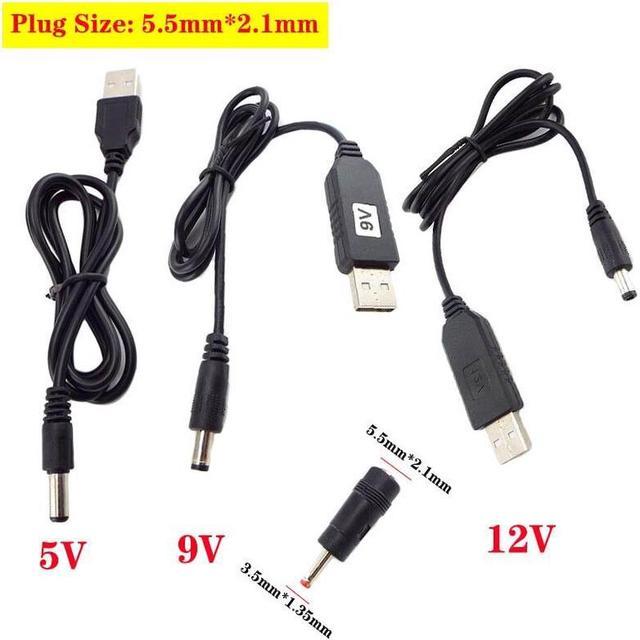 DC 5V to DC 9V 12V Power Supply Boost Line Step UP Module USB Connector  Adapter USB Cable 2.1x5.5mm 3.5x1.35mm Plug L19(12V with Connector) 