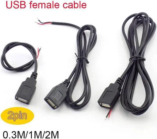 Alt view image 3 of 6 - 5V USB Connector Cable USB 2.0 4 Pin Micro Male female Jack Data DIY Power Charging Cord Extension charger 2 7 Wires Adapter (2 wire usb female)
2m)