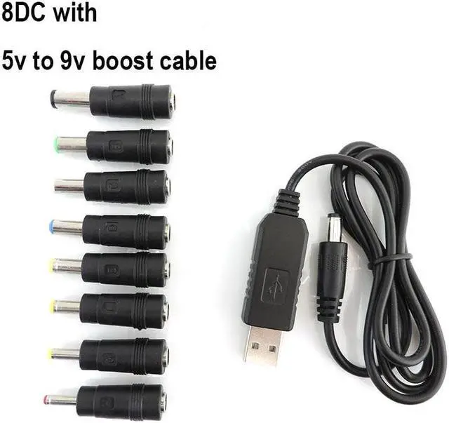 Alt view image 6 of 6 - 5V 9v 12v 8.4V 12.6V DC Charging Power Cord USB To 5521 Multifunctional DC Interchangeable Plug Male 8-in-1 Charging Cable p1(DC with 5v to 9v)