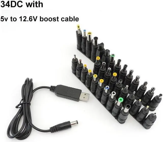 Alt view image 6 of 6 - DC 5V to DC 9V 8.4v 12.6v 12V Step UP Module USB power boost Cable line Converter with 34pcs DC female charger Adapter Plug p1(DC with 5v to 12.6v)