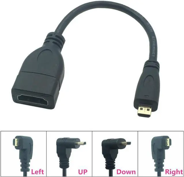 Main image of Micro HDTV Cable 90 Degree Right Angled Micro Male To HD Female Adapter Convertor UP / Down to HD Extension Cable (Straight)
(0.15M)