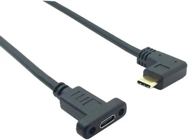 Alt view image 5 of 5 - USB C Type-C 3.1 Male-to-Female Extension Cable, With Panel Mounting Screw Hole Spacing 17 mm, For Mechanical Installation 0.6m (Right Angle)
(0.6m)