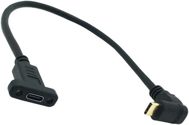 Alt view image 4 of 5 - USB C Type-C 3.1 Male-to-Female Extension Cable, With Panel Mounting Screw Hole Spacing 17 mm, For Mechanical Installation 0.6m (Right Angle)
(0.6m)