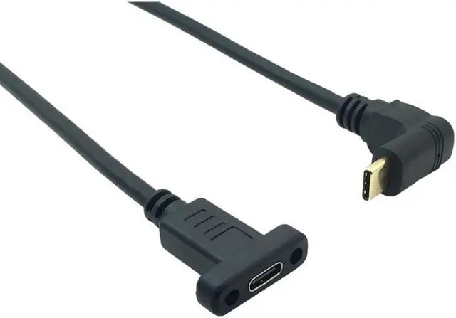 Alt view image 3 of 5 - USB C Type-C 3.1 Male-to-Female Extension Cable, With Panel Mounting Screw Hole Spacing 17 mm, For Mechanical Installation 0.6m (Right Angle)
(0.6m)