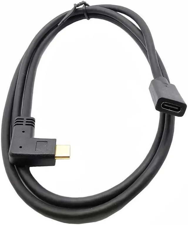 Alt view image 2 of 6 - Gold 10Gb/s 0.3m 0.6m 1m 1.8m Type-C USB 3.1 Male to USB-C Female 90 degree Extension Data Cable Extender Cord Reversible Design(ST-FE)
(1.8M)