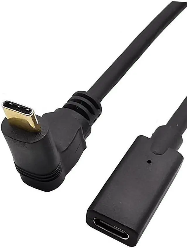 Alt view image 6 of 6 - Gold 10Gb/s 0.3m 0.6m 1m 1.8m Type-C USB 3.1 Male to USB-C Female 90 degree Extension Data Cable Extender Cord Reversible Design(ST-FE)
(1.8M)