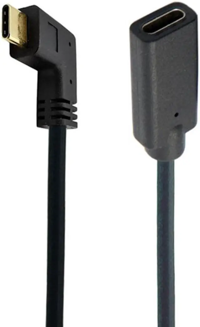Alt view image 3 of 6 - Gold 10Gb/s 0.3m 0.6m 1m 1.8m Type-C USB 3.1 Male to USB-C Female 90 degree Extension Data Cable Extender Cord Reversible Design(ST-FE)
(1.8M)
