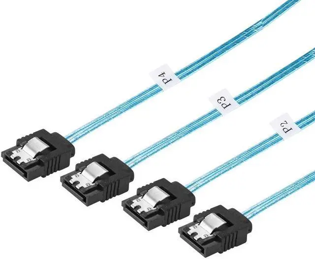 Alt view image 3 of 6 - Slim Line SAS 4.0 SFF-8654 4i 38pin Host to 4 SATA 7pin Target Hard Disk Fanout Raid Cable 50cm 100cm (0.5m)