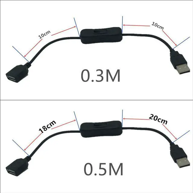 Alt view image 4 of 4 - High Quality Woopower Copper Material USB Cable Male to Female Switch ON OFF Cable Toggle LED Lamp Power Line 0.3m 0.5m 1m