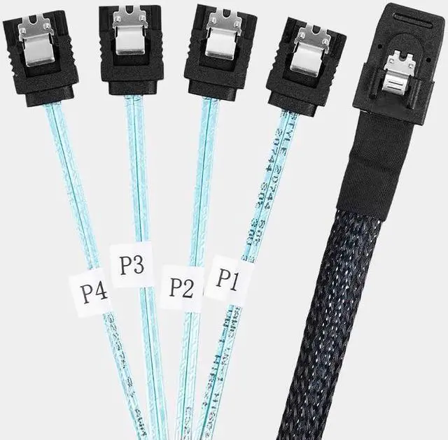 Alt view image 4 of 5 - MiniSAS to SATA Adapter Converter,Mini SAS SFF 8087 Controller 6gb to 4xSATA Forward Breakout Cable,SFF-8087 Connector to 4 SATA (0.5m)