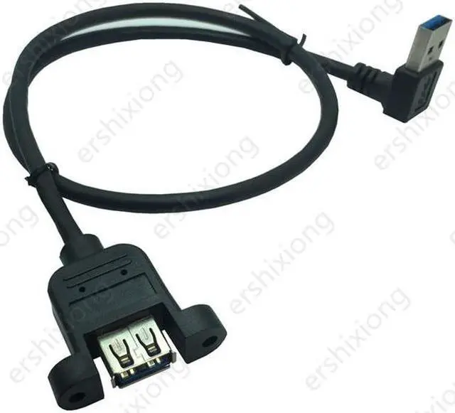 Alt view image 6 of 6 - USB Cable Type A Female Panel Mount to USB Male UP/Down/Left/ Right Angle Plug Extension Cable For Computer Host 0.3m 0.6m (Right)
(0.3M)