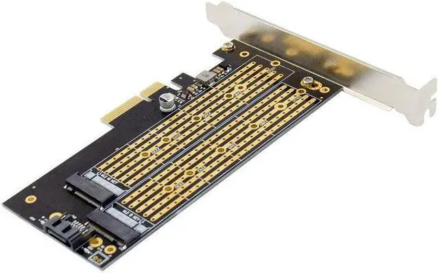 Alt view image 3 of 6 - M.2 PCIE Adapter for SATA or PCI E NVMe SSD M.2 SSD M Key B Key to PCI-E x 4 Host Controller Expansion Card