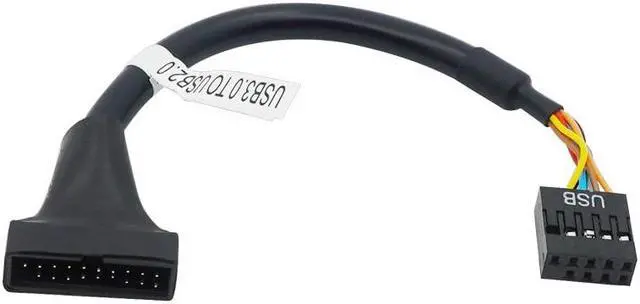 Alt view image 4 of 5 - 19/20 Pin USB 3.0 Female To 9 Pin USB 2.0 Male Motherboard Header Adapter Cord