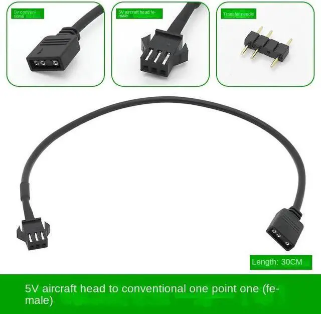 Main image of 5V 3PIN 1 to 1/2/3/4/5/6/8 Computer motherboard Splitter Convert Cable SM3P RGB fan adapter male/Female connector(Female 3pin 1 to 1)