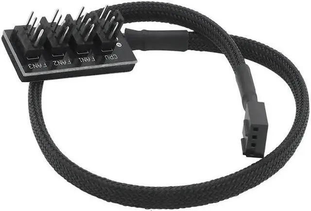 Main image of 1to5 4-Pin TX4 PWM CPU Cooling Fan Splitter Cable 12V Braided LED Sata Power Cable Hub Splitter Adapter For Computers(1 to 4)