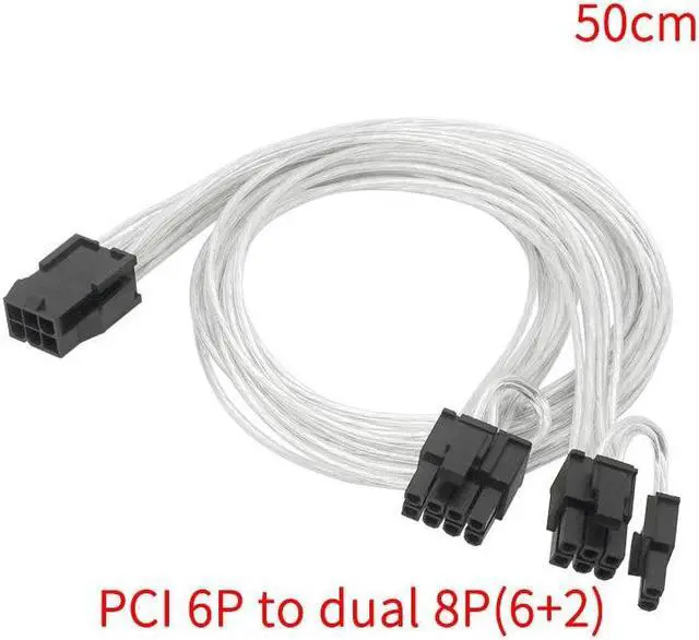 Main image of Sleeve Extension Power Supply Cable 24-pin A TX/EPS/8-pin PCI-E GPU/8pin CPU/6-pin PCIE/4Pin CPU Cable with Combs 18 AWG(PCI 6P TO 8P 50cm)