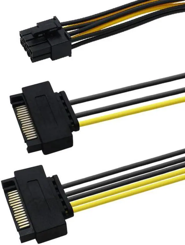 Main image of 1PCS 18cm Dual SATA 15pin to 8pin Graphic Card Power Adapter Cable PCIE SATA Power Supply Cable for Bitcoin Miner Mining(8P TO 2SATA)