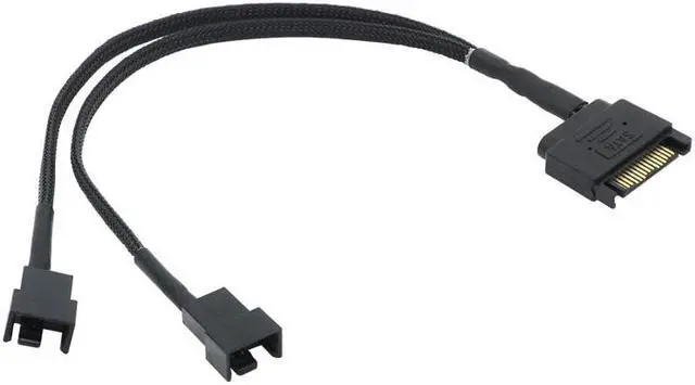 Main image of Black Sleeved 30cm Cooler  Cooling Fan Splitter Power Cable 12V SATA To Multiport 4Pin Connector for Molex IDE Computer PC DIY(30cm)
(SATA 1 to 2)
