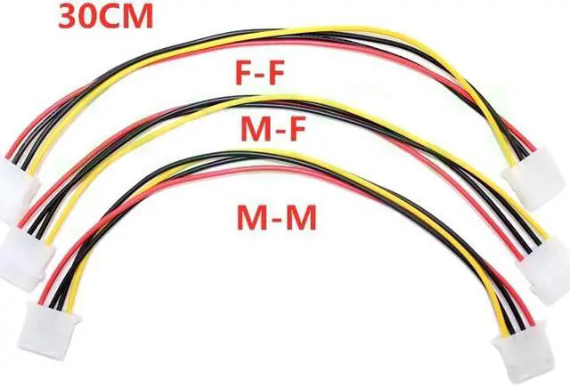 Main image of 1pcs 30cm Computer Power Supply IDE M-olex 4-pin Male Female Extension Power Cable Pure Copper Wire Core Cable 5.08mm Pitch