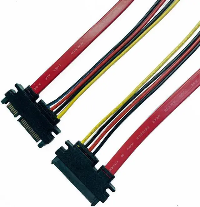 Main image of 22Pin SATA Extension Cable, Sata Male to Female 7Pin + 15Pin Data and 3.3V Power Combo Extension Cable Cords black/Blue(Red - 15cm)