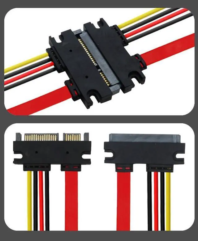 Alt view image 5 of 6 - 50cm Male to Female 7+15 22Pin Serial ATA Data Power Cable 22 Pin SATA Extension Cord Connector for 2.5'' 3.5'' HDD SSD