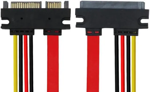 Alt view image 3 of 6 - 50cm Male to Female 7+15 22Pin Serial ATA Data Power Cable 22 Pin SATA Extension Cord Connector for 2.5'' 3.5'' HDD SSD