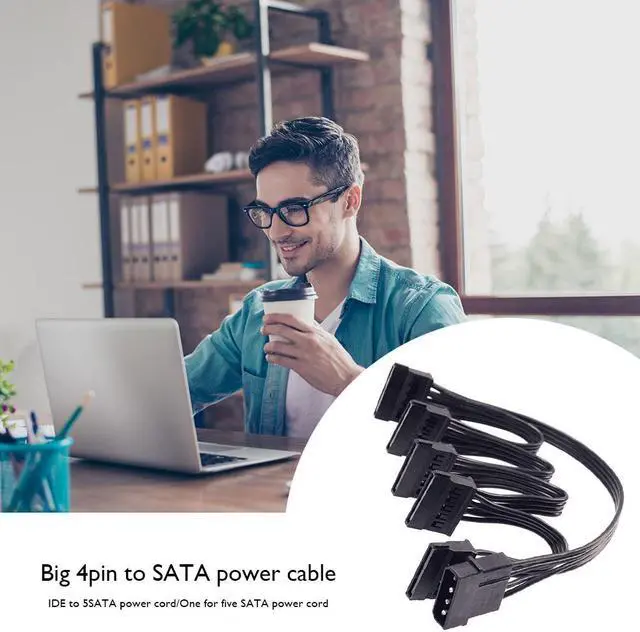 Alt view image 6 of 6 - 4 Pin 1 to 5 SATA 15 Pin Hard Drive Power Supply Splitter Cable 18AWG for DIY PC 4 Pin To Hard Disk SATA Adapter Cable