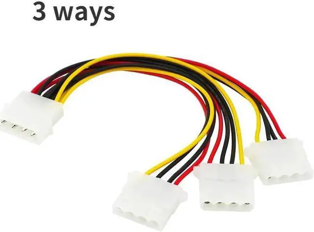 Main image of 20cm Best Price 4-pin IDE Power Cord HY1578 4-pin Molex Male to 3-port Molex IDE Female Power Splitter Adapter Cable
