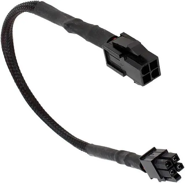 Alt view image 2 of 3 - Style Sleeved ATX 4 Pin P4 Male to ATX P4 Female CPU Power Extension Cable Black