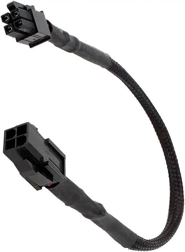 Alt view image 3 of 3 - Style Sleeved ATX 4 Pin P4 Male to ATX P4 Female CPU Power Extension Cable Black