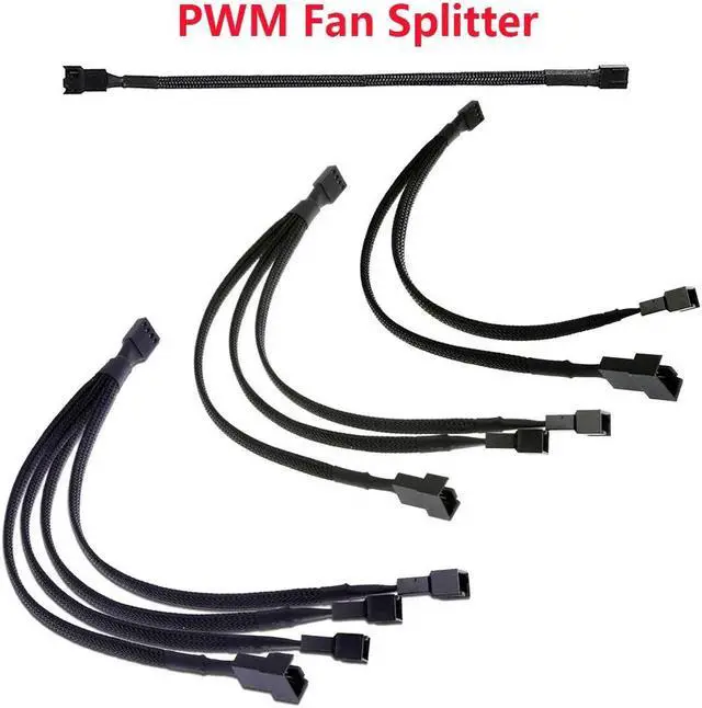 Main image of PWM Fan Splitter 4 Pin Adapter Cable 1 to 3 Extension Cable Connector Sleeved Braided for Desktop Computer CPU PC