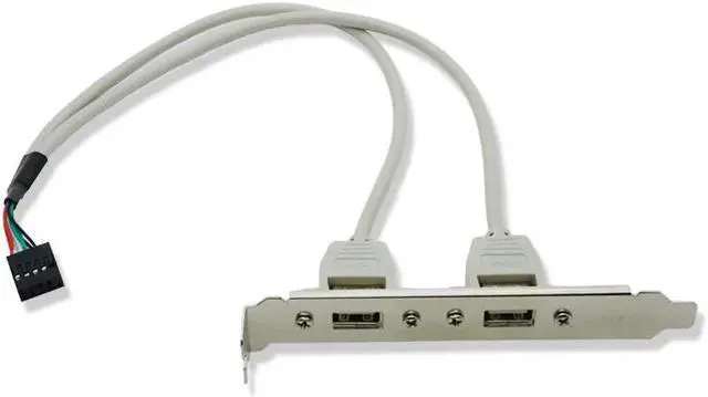 Main image of USB 2.0 Type A Female Back Panel to Motherboard 9pin Cable 30cm with Low profile 8cm Height PCI Bracket White