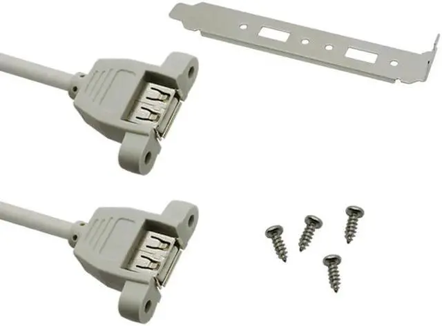 Alt view image 3 of 4 - USB 2.0 Type A Female Back Panel to Motherboard 9pin Cable 30cm with Low profile 8cm Height PCI Bracket White