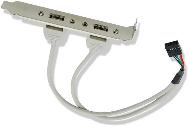 Alt view image 2 of 4 - USB 2.0 Type A Female Back Panel to Motherboard 9pin Cable 30cm with Low profile 8cm Height PCI Bracket White