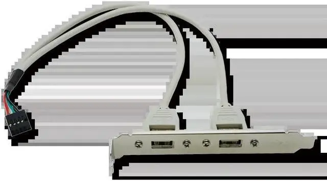 Alt view image 4 of 4 - USB 2.0 Type A Female Back Panel to Motherboard 9pin Cable 30cm with Low profile 8cm Height PCI Bracket White