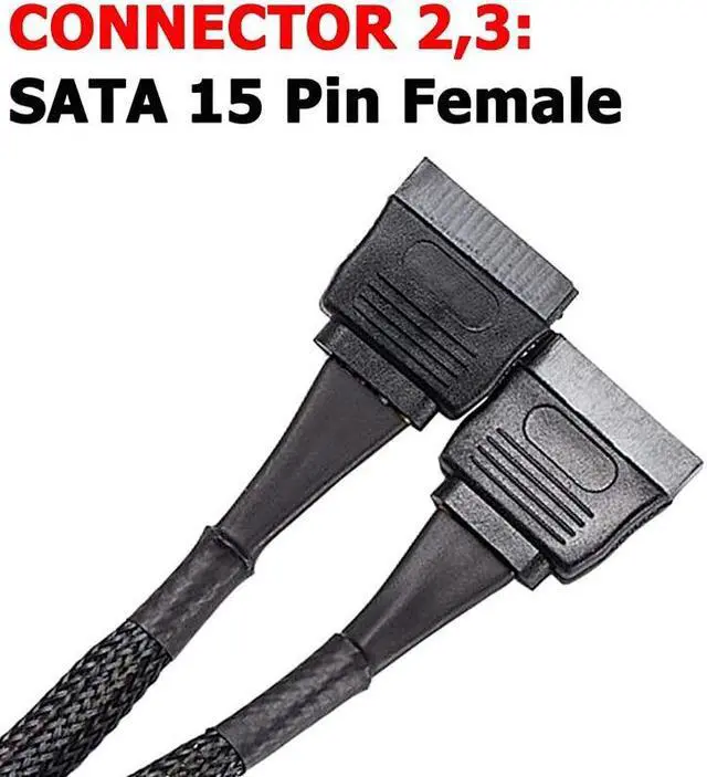 Alt view image 5 of 6 - 4 Pin Male IDE Molex to Dual 15Pin Female SATA Power Splitter Converter Adapter Cable Hard Drive HDD SSD Extension Cable