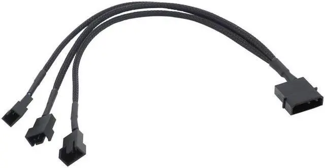 Main image of 4pin IDE M-olex to 4-Port 3Pin/4Pin Power Supply Cable Black Sleeved Cooling Fan Splitter Power Cord Plug Cooler Wire for PC(Big 4PIN 1 TO 3)