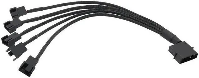 Main image of 4pin IDE M-olex to 4-Port 3Pin/4Pin Power Supply Cable Black Sleeved Cooling Fan Splitter Power Cord Plug Cooler Wire for PC(Big 4PIN 1 TO 5)