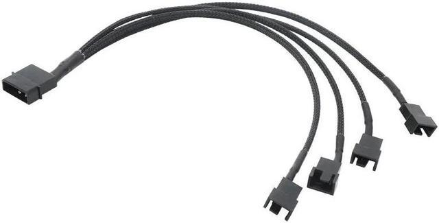 Main image of 4pin IDE M-olex to 4-Port 3Pin/4Pin Power Supply Cable Black Sleeved Cooling Fan Splitter Power Cord Plug Cooler Wire for PC(Big 4PIN 1 TO 4)