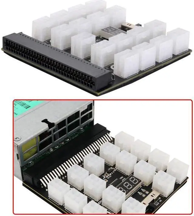 Alt view image 6 of 6 - Kit de placa de arranque de 17 puertos con 17 piezas, 6 pines a 6 + 2 pines, 8 pines, Cables de alimentación macho para fuente de alimentación de minería GPU BTC de 1200W/750W