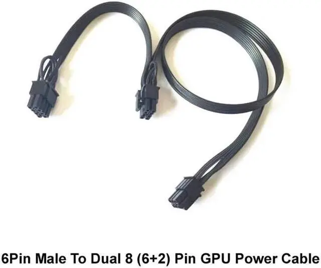 Alt view image 2 of 6 - Cable de extensión de alimentación PCIE GPU, 10 piezas, 6 pines macho a 8 pines duales (6 + 2 pines), Cable de alimentación para tarjeta gráfica 18AWG(60CM 20CM)