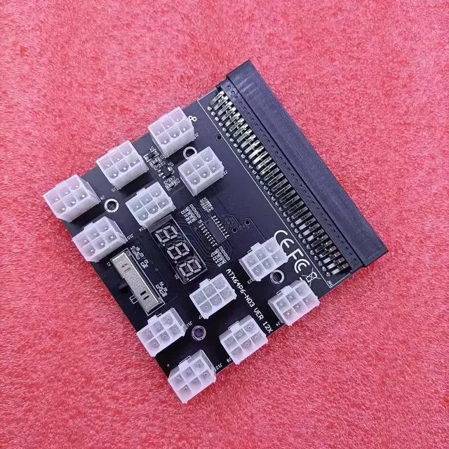 Alt view image 4 of 6 - Adaptador de placa de arranque de 12 puertos negro, 6 pines, PCI-e para fuente de alimentación de 750W/1200W/1500W, soporte de reinicio automático