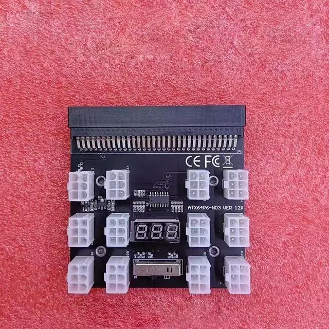 Alt view image 5 of 6 - Adaptador de placa de arranque de 12 puertos negro, 6 pines, PCI-e para fuente de alimentación de 750W/1200W/1500W, soporte de reinicio automático