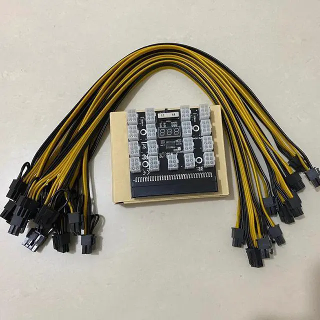 Alt view image 6 of 6 - 1500W Platinum PSU Mining Power Supply Kit, Breakout Board, 17pcs PCIe 6Pin to 6+2Pin Power Cable